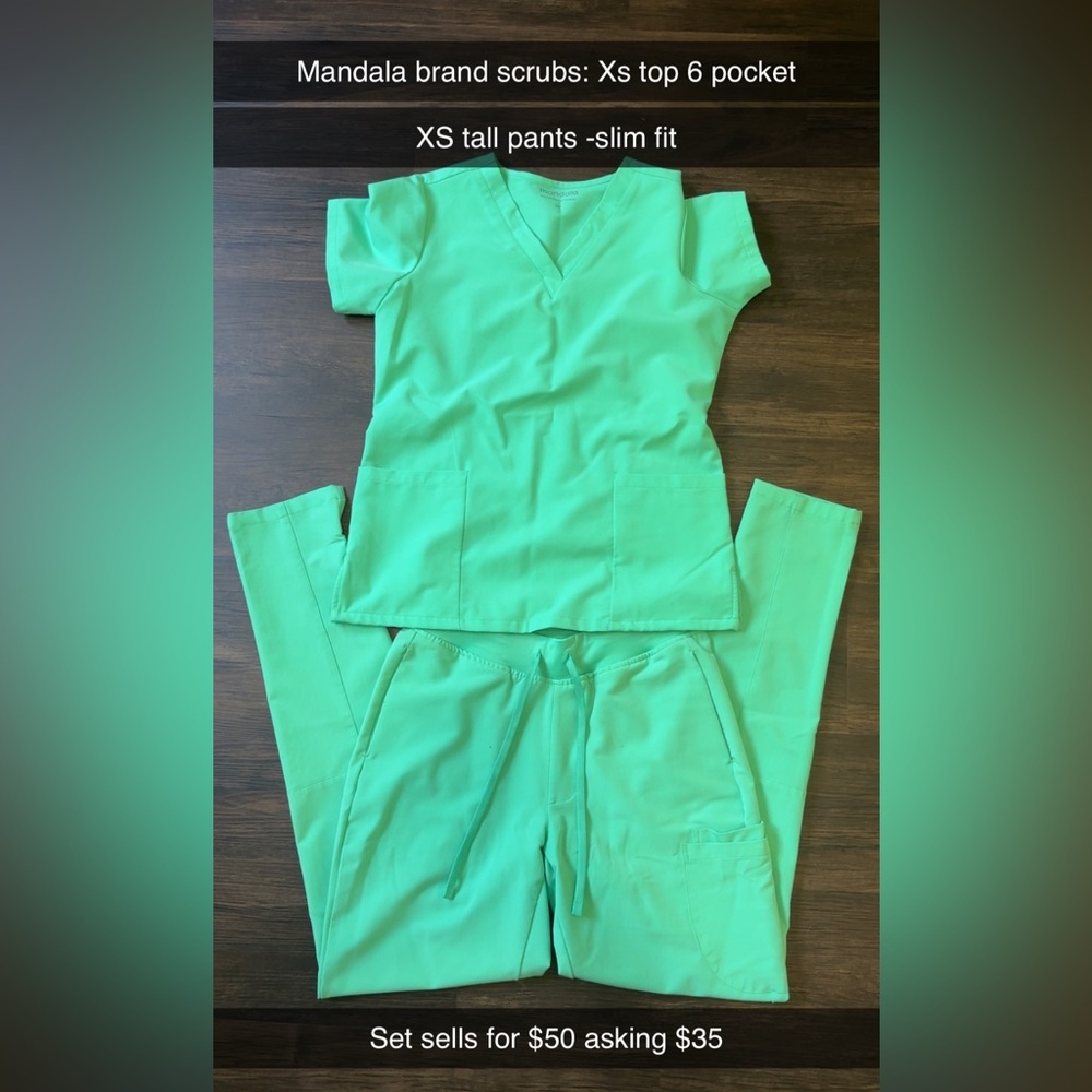 Mandala women’s seaglass scrub set XST pants and XS top